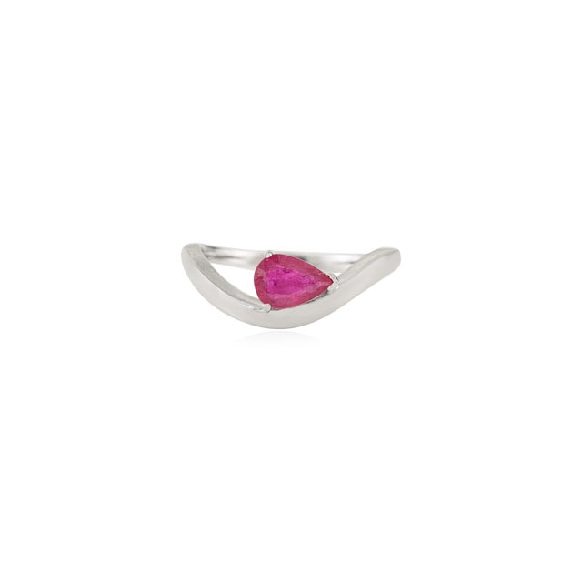 Traditional Handmade Pear Shaped Natural Ruby Wave Ring Size 5 in 14k Gold Christmas Gift For Sale - Image 3 of 14