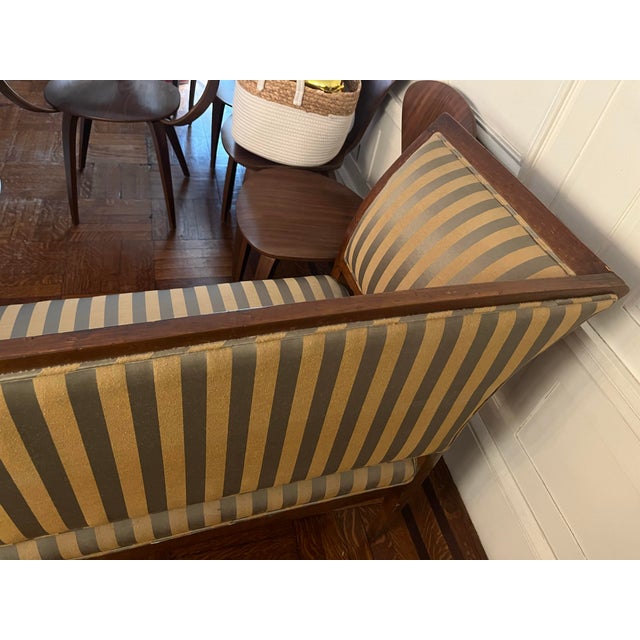 Tan 1940s Walnut Frame Settee For Sale - Image 8 of 8