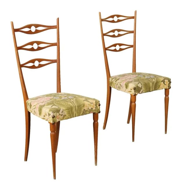 Set of Vintage Chairs in Beech with Fabric Seats, Italy, 1960s For Sale - Image 10 of 10