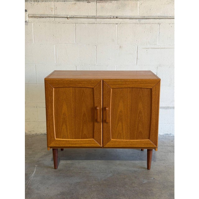 Teak Two-Door Compact Storage Cabinet With Interior Shelving Danish Mid-Century Modern 1960s For Sale - Image 10 of 10