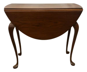 Vintage Traditional Queen Anne Style Drop Leaf Accent / Side Table