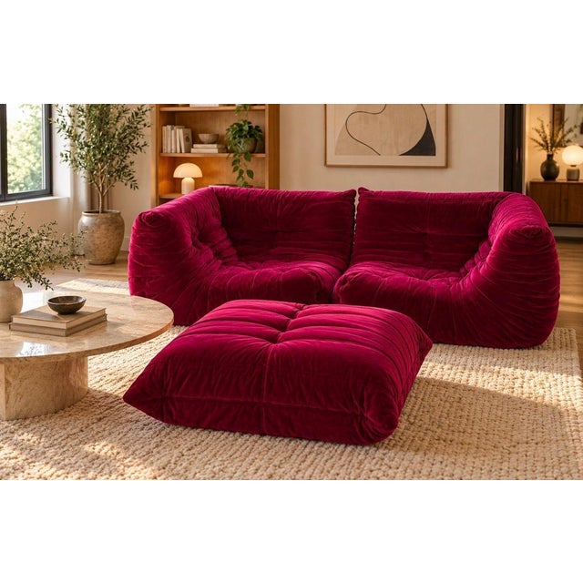 Michel Ducaroy for Ligne Roset “Togo” Sofa & Ottoman, France 1973 For Sale - Image 11 of 11