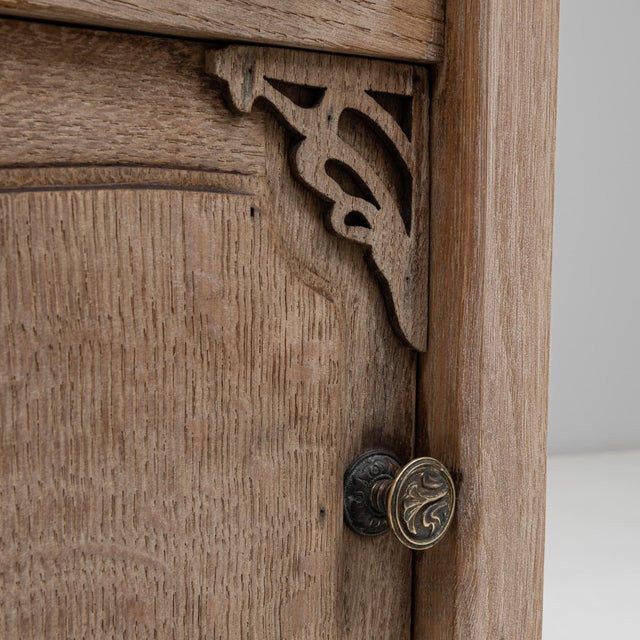 1920s French Louis XVI Oak Bedside Table With Marble Top For Sale - Image 12 of 18