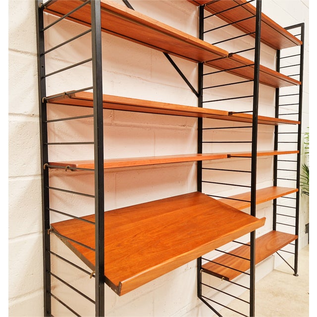 Wood Vintage Danish Two Bay Shelf System by Robert Heal for Heals Staples Ladderax, 1960s For Sale - Image 7 of 9