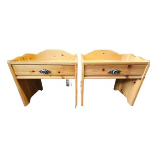Pair of Scandinavian Pine Nightstands For Sale