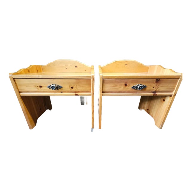 Pair of Scandinavian Pine Nightstands For Sale