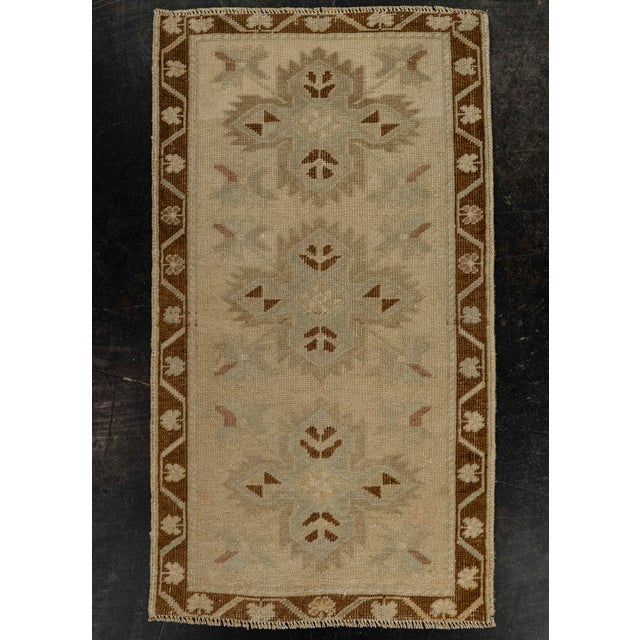 Brown Turkish Mini Rug Oriental Hand Knotted Vintage Rug 1'9" x 3'1" #21283 For Sale - Image 8 of 8