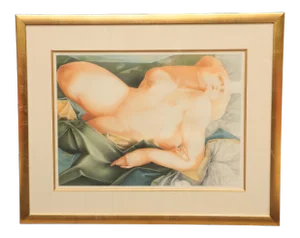 Lempicka Style Recumbent Nude Framed Original Portrait