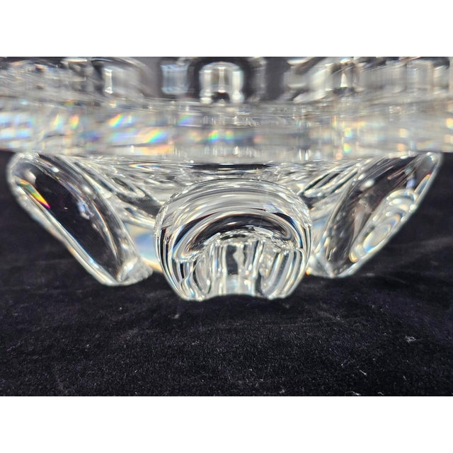 Mid-Century Modern Steuben Large Crystal Art Glass Foot Coronet Bowl, Signed For Sale - Image 3 of 12