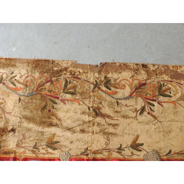 19th C. Arts and Crafts Style Embroidered Silk Velvet Portiere For Sale - Image 9 of 9