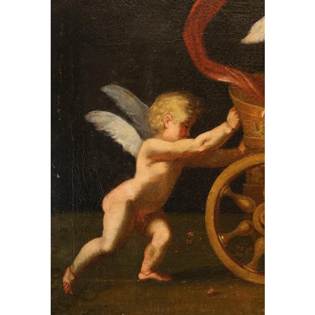 Francesco Albani, Cupids at Play Entertaining with Venus's Chariot, 17th Century, Oil Painting on Canvas, Framed For Sale - Image 12 of 15
