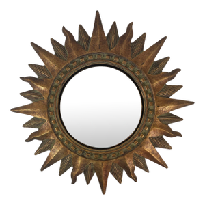1970s Mid Century Modern Coppery Convex Sunburst Wall Mirror