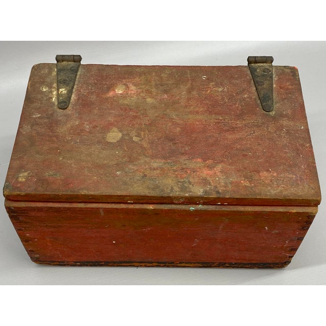 Early 20th Century Early 20th Century Red and Black Hand Made Pine Primitive Box For Sale - Image 5 of 15