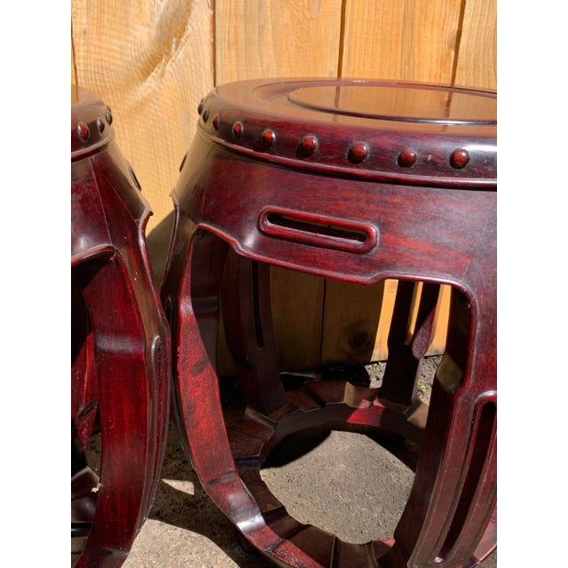 Vintage Chinese Rosewood Garden Stools-A Pair For Sale - Image 10 of 13