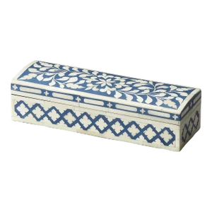 Amanda Bone Inlay Storage Box, Blue
