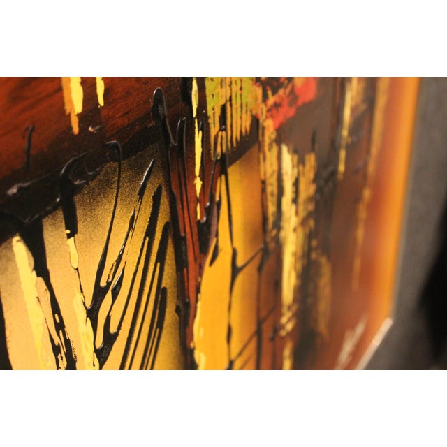 Mid 20th Century Mid-Century Large Abstract Oil on Canvas by Leson For Sale - Image 5 of 13