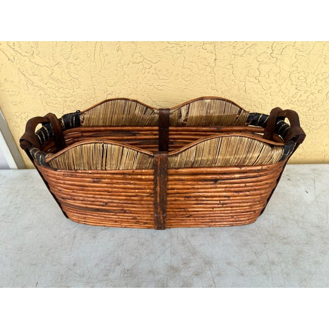 Farmhouse Vintage Oval Storage Basket With Wood Handles For Sale - Image 3 of 6