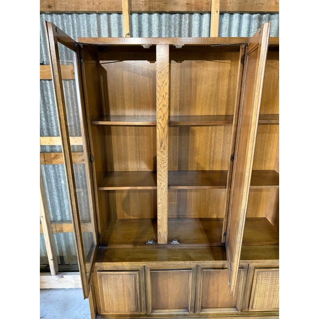 Wood 1960s Mid Century Modern Walnut & Cane Hutch For Sale - Image 7 of 16