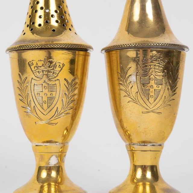 Napoleon III Style Gold-Plated Salt and Pepper Shakers, Early 20th Century, Set of 2 For Sale - Image 3 of 7