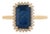 3.31ct Emerald-Cut Blue Sapphire Diamond Modern Engagement Ring Size 4 in 14k Gold For Sale