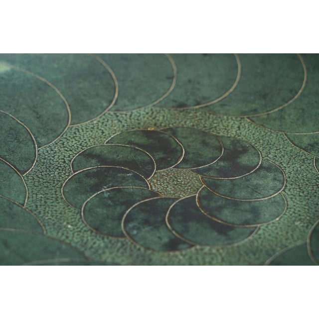 Metal Art Deco Centerpiece Bowl in Verdigris Copper, 1930s For Sale - Image 7 of 12