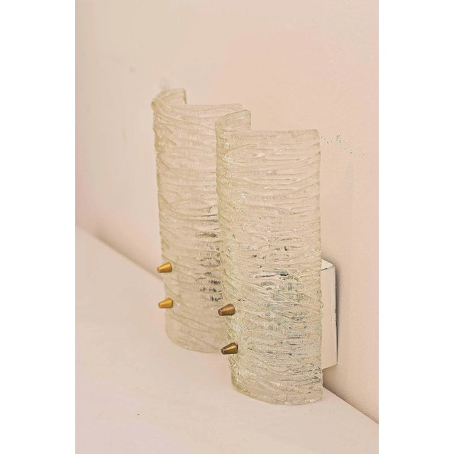 Two Kalmar frosted sconces glass and brass. Original condition. European Plug (up to 250V).The wiring of this item may be...