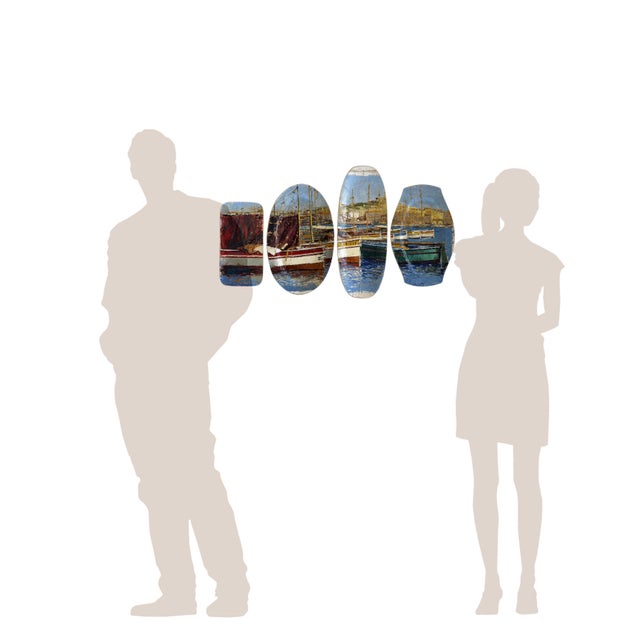 "Le Port De Marseille" Original Custom Painted Plate Installation - Set of 4 For Sale - Image 15 of 16