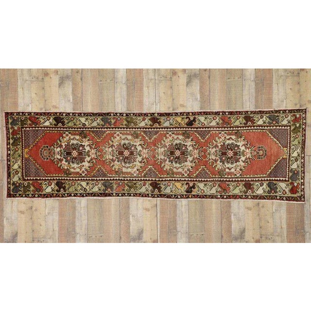 Tribal Vintage Mid-Century Turkish Oushak Runner Rug - 2′10″ × 9′7″ For Sale - Image 3 of 9
