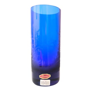 Moser “Royal Blue” Hand-Cut Crystal Vase For Sale
