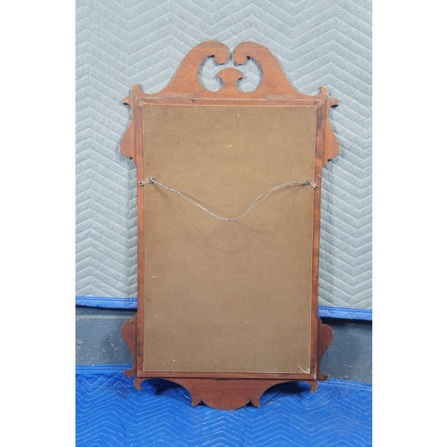 Mid 20th Century Mid 20th Century Vintage Chippendale Mahogany Inlaid Wall Vanity Mirror For Sale - Image 5 of 12