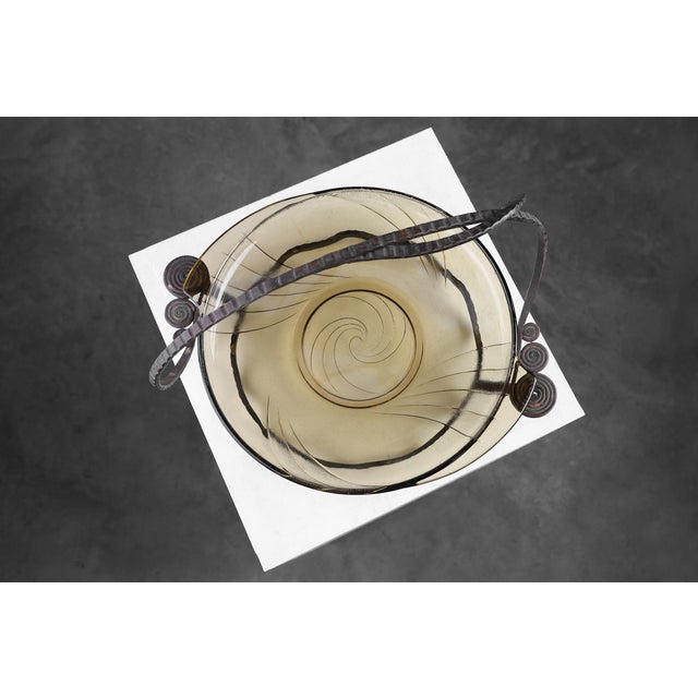 France / 1920 / Fruit Bowl / glass and metal / Art Deco A refined example of early French Art Deco design, this 1920 fruit...