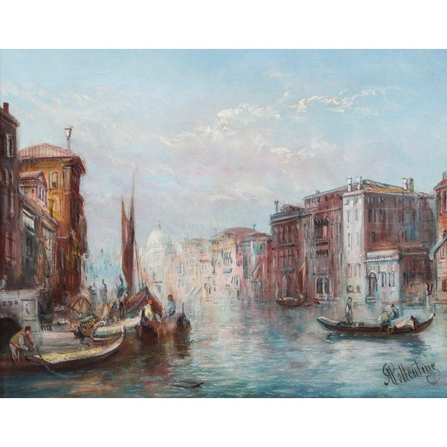 Textile Alfred Pollentine, Grand Canal Mocenigo Palace in Venice, 19th Century, Oil Painting on Canvas For Sale - Image 7 of 14