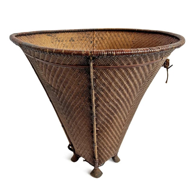 Asian Antique Old Antique Nepal Village Basket For Sale - Image 3 of 8