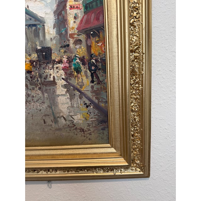 Vintage Paris Street Scene Oil Painting Panthéon Gilt Frame Impressionist For Sale - Image 4 of 9