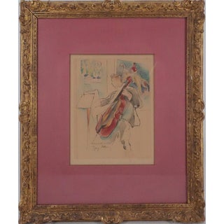 Jacques Villon, The Cellist, Original Signed Engraving For Sale