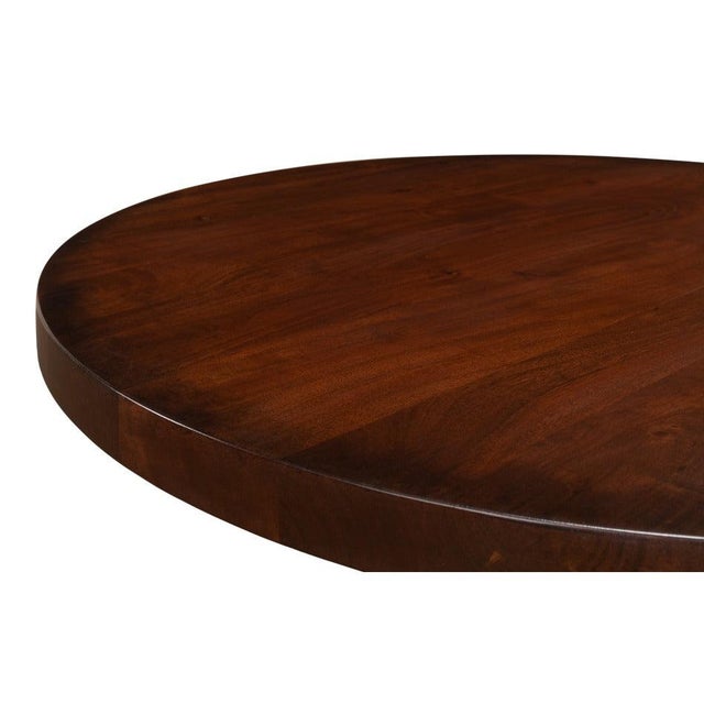 Wood Industrial Bistro Table with Solid Walnut Top, 32 Inch Round For Sale - Image 7 of 12