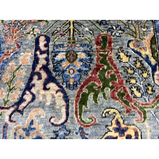 Gray Gray & Blue Chobi Wool Runner Rug, Persian Bijar Floral Design, 2′7″ × 9′8″ For Sale - Image 8 of 15