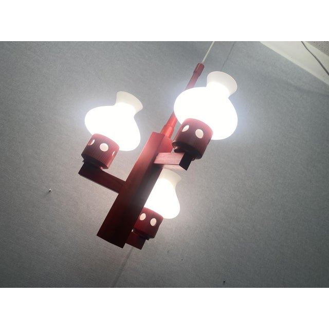 Vintage Danish Vitrika Chandelier in Wood and Glass, 1970s For Sale - Image 17 of 18