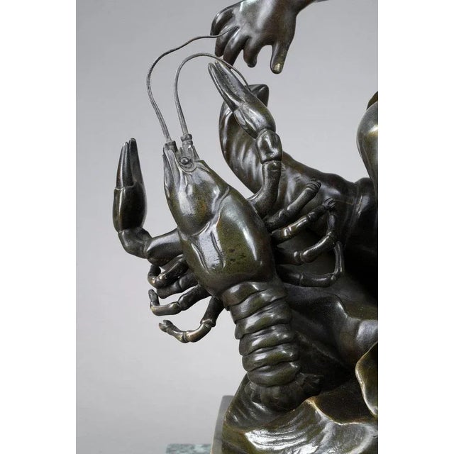 Bronze Sculpture, Child Pinched by a Crayfish in the style of Jean-Baptiste Pigalle For Sale - Image 16 of 18