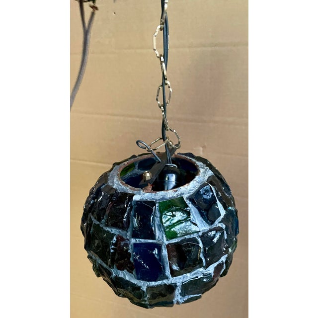 Peter Marsh Brutalist Hanging Colored Glass Chunk Fragment Globe Pendant Light For Sale - Image 11 of 11