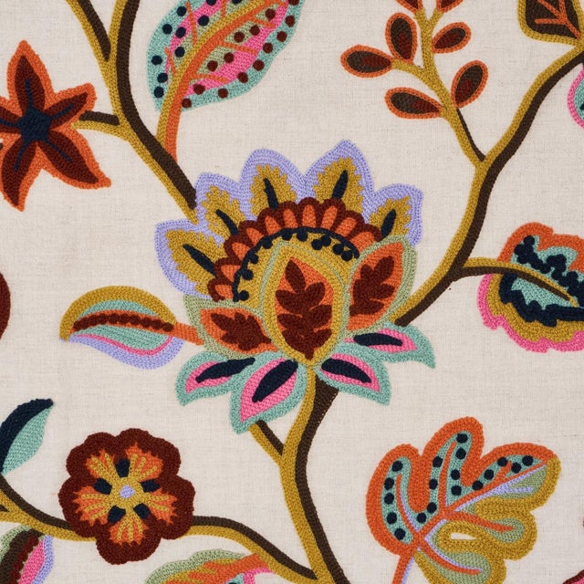 Contemporary SAMPLE - Schumacher Loulou Embroidery Fabric In Jewel For Sale - Image 3 of 6