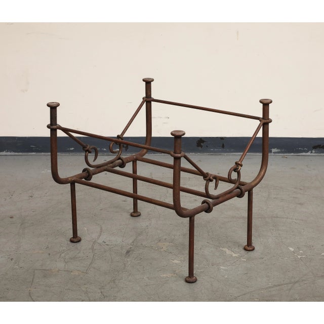 Vintage Giacometti Style Iron Coffee Table With Glass Top For Sale - Image 9 of 12