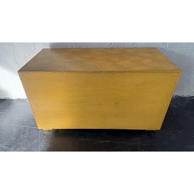 1970s Henredon Campaign-Style Chest of Drawers — Faux Shagreen Finish, Brass Hardware For Sale In Miami - Image 6 of 15