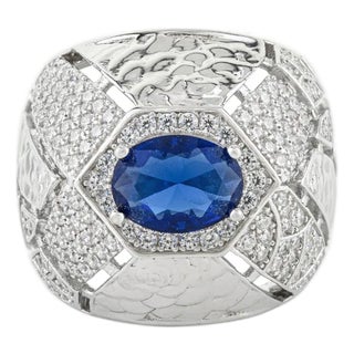 Carat&her Bold 925 Sterling Silver Ring With Blue Cubic Zirconia Size 8 For Sale