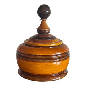 Antique Wood Lidded Tobacco Jar From 1840