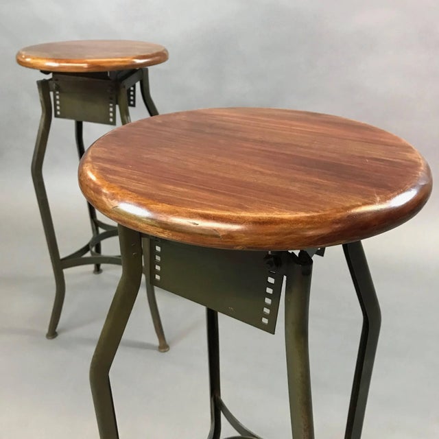 Pair of Industrial Height Adjustable Toledo Shop Stools For Sale In New York - Image 6 of 8