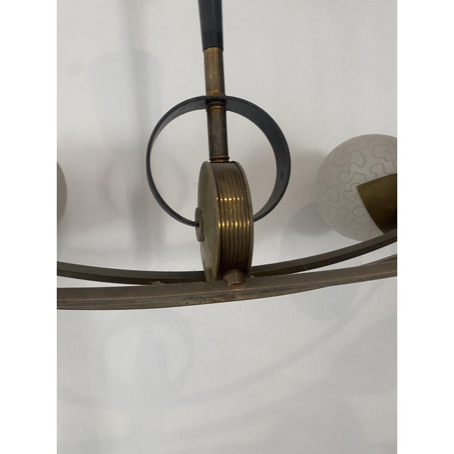 1940s Large Brass and Glass Ceiling Lights from Arlus, 1940s For Sale - Image 5 of 8