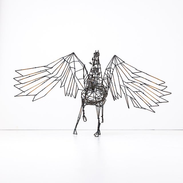 1970s 1970s Stan Bennett Pegasus Hanging Wire Sculpture, California Studio Craft, Kinetic Art For Sale - Image 5 of 10