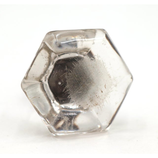 Traditional Set of 3 Vintage 2 In. Hexagon Glass Cabinet Drawer Knobs For Sale - Image 3 of 6