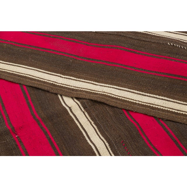 Textile Vintage Chaput Kilim Wool Rug With Red Stripes by Rug & Kilim, 1950-1959 For Sale - Image 7 of 9